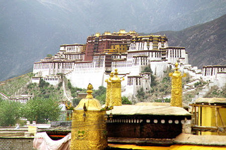 Potala Palace as seen from Jokhang Temple, Lhasa, Tibet.